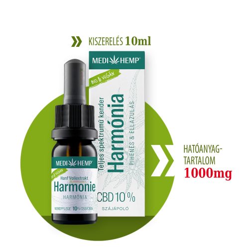 10% teljes spektrumú Medihemp 1000mg hatóanyag tartalmú CBD olaj 10ml-es kiszerelésben